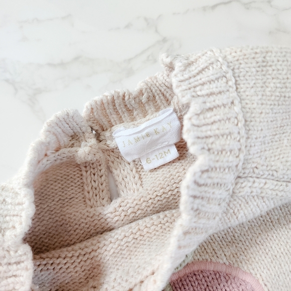 Jamie Kay Audrey knitted jumper - oatmeal marble strawberry, 6-12 months - Picture 3 of 4